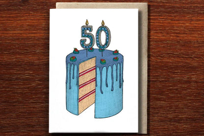 Fiftieth Birthday Cake Card -THE NONSENSE MAKER