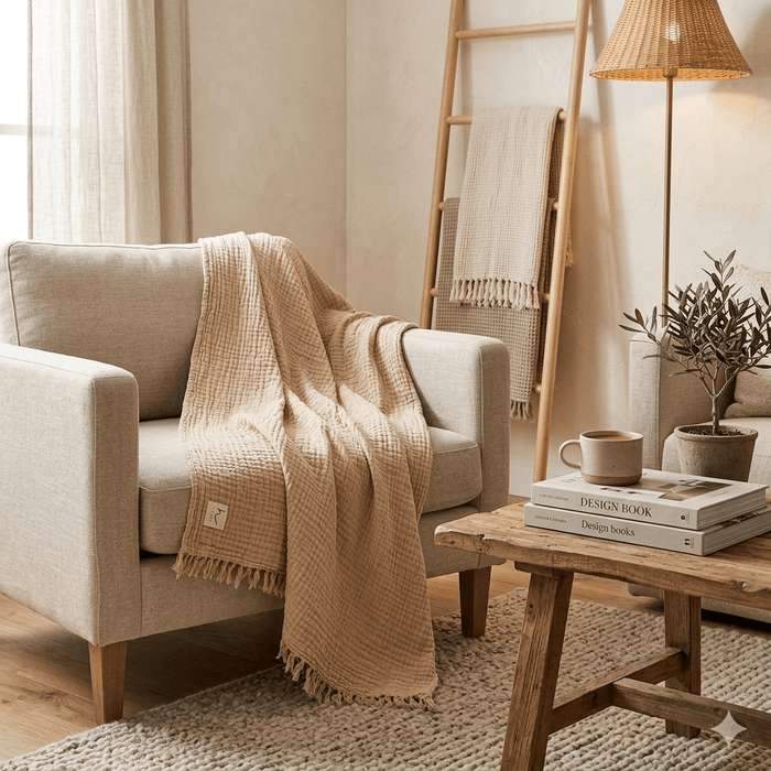 HAWA Flow Double - Sided Cotton Throw/ Blanket in Kuwait - Waha Lifestyle