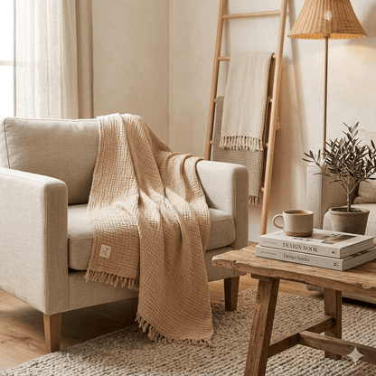 HAWA Flow Double - Sided Cotton Throw/ Blanket in Kuwait - Waha Lifestyle