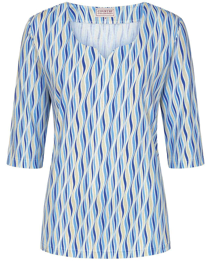 Francine Patterned 3/4 Sleeved Cotton Sweetheart Neck Top - Image 3 - Country Collection
