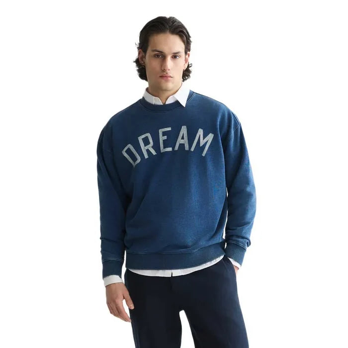 Front Artwork Indigo Washed Loose-Fit Sweatshirt Washed Indigo