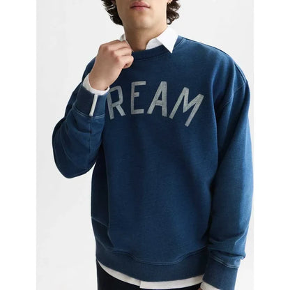 Front Artwork Indigo Washed Loose-Fit Sweatshirt Washed Indigo
