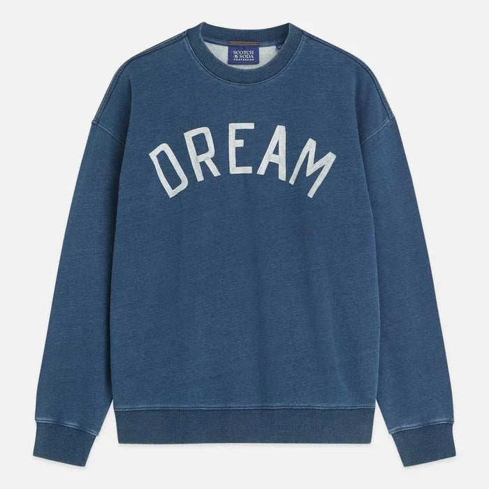 Front Artwork Indigo Washed Loose-Fit Sweatshirt Washed Indigo