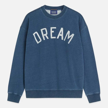 Front Artwork Indigo Washed Loose-Fit Sweatshirt Washed Indigo
