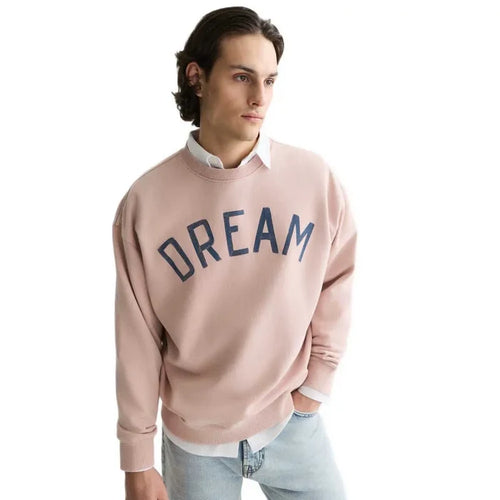 Front Artwork Washed Loose-Fit Sweatshirt Misty Rose