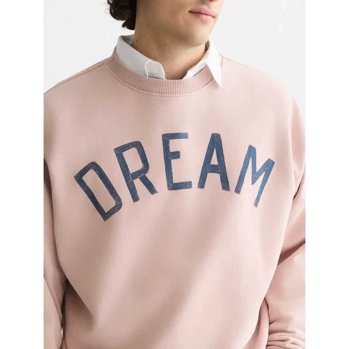 Front Artwork Washed Loose-Fit Sweatshirt Misty Rose