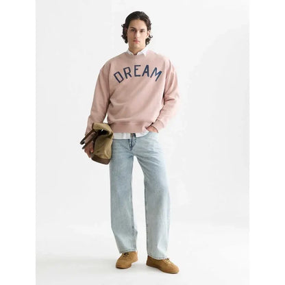 Front Artwork Washed Loose-Fit Sweatshirt Misty Rose