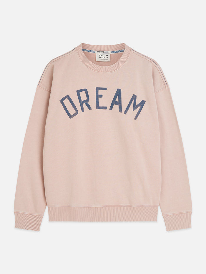 Front Artwork Washed Loose-Fit Sweatshirt Misty Rose