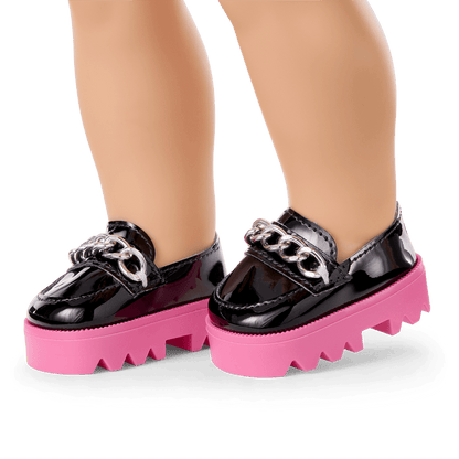 Fuchsia Flair Platform Loafers for 18-inch Dolls