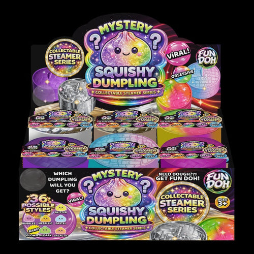 Box of mystery dumplings with colorful basket containers