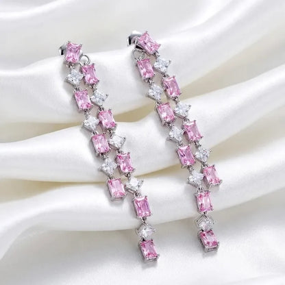 Pink CZ Wedding Jacket Earrings | Two-in-One Bridal Earrings