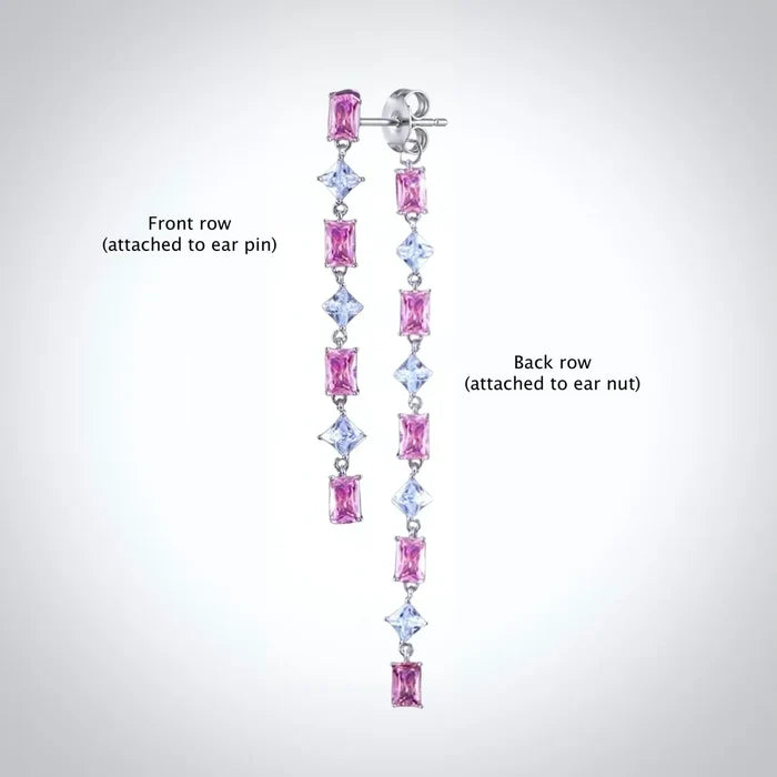 Pink CZ Wedding Jacket Earrings | Two-in-One Bridal Earrings