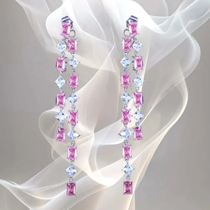 Pink CZ Wedding Jacket Earrings | Two-in-One Bridal Earrings