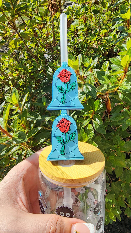 Glass Rose Straw Topper