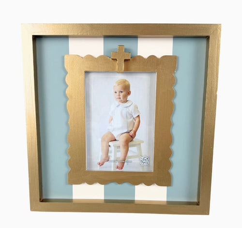 Gold Cross Striped Frame