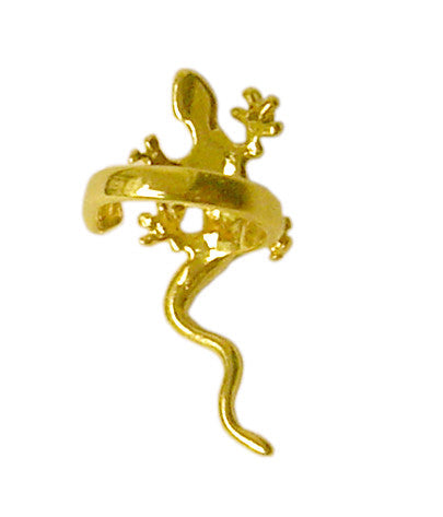 Gold Gecko Ear Cuff - Non Piercing Festival Jewelry back view