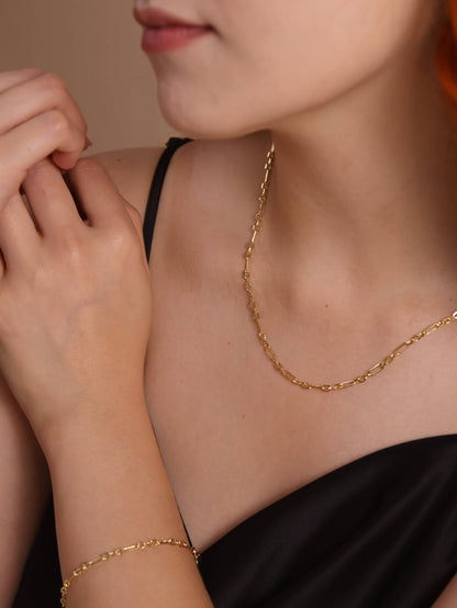 GoldFi - 18k Gold Filled 3x1 Alternated Paperclip Necklace 16 inch
