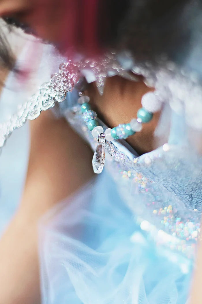 Great Pretenders Frozen Crystal Necklace Teal/White