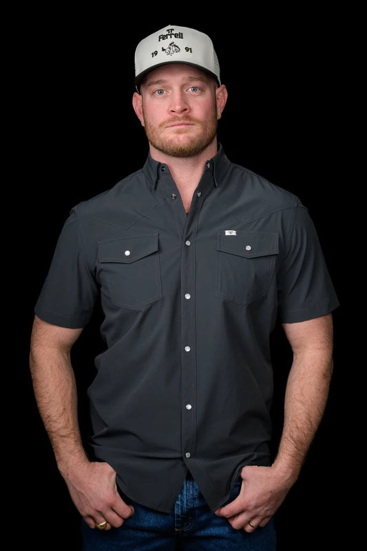 Grey Short Sleeve Pearl Snap Shirt by Ferrell