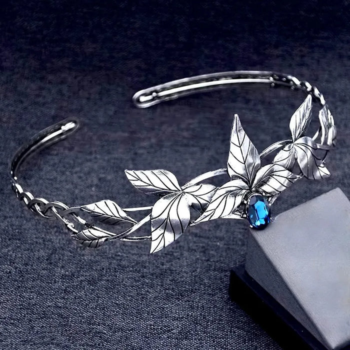 Wedding Hair Accessories - Silver Royal Crown with Blue Center Stone