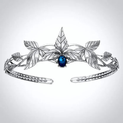 Wedding Hair Accessories - Silver Royal Crown with Blue Center Stone