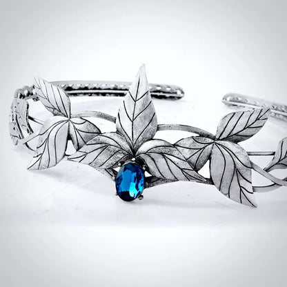 Wedding Hair Accessories - Silver Royal Crown with Blue Center Stone