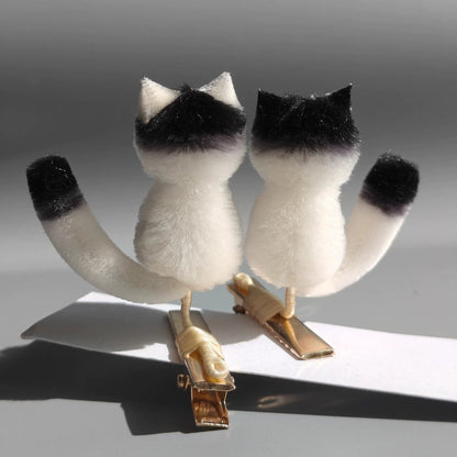 Handmade Ronghua Cat Hair Clips | Cute Colorful Mulberry Silk Velvet Kitten Clips