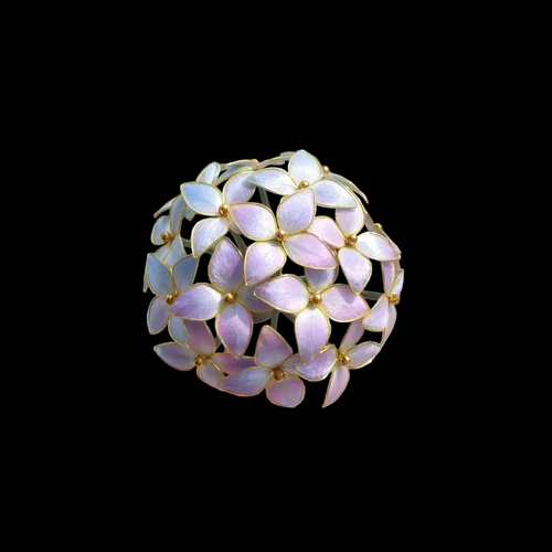 Handmade Ronghua Hydrangea Ball Hairpin - Mulberry Silk Velvet Flower Hair Pin