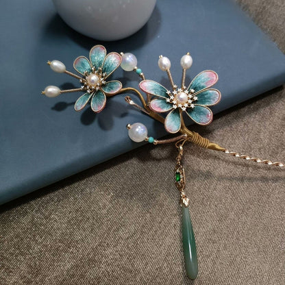 Handmade Ronghua Silk Velvet Double Butterfly Hairpin