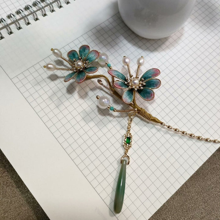 Handmade Ronghua Silk Velvet Double Butterfly Hairpin