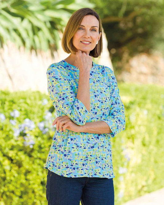Hayden Floral 3/4 Sleeved Cotton Tunic Top - Country Collection