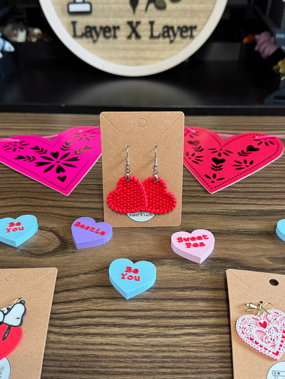 Heart Knitted  Style Earrings