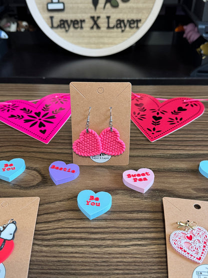 Heart Knitted  Style Earrings