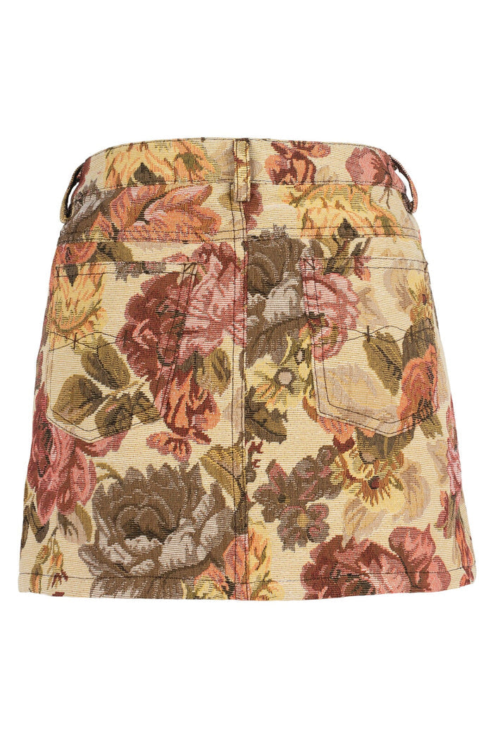 HEY-NOW-T Jeffrey Campbell Skirt Beige Floral Tapestry