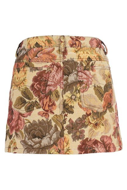 HEY-NOW-T Jeffrey Campbell Skirt Beige Floral Tapestry