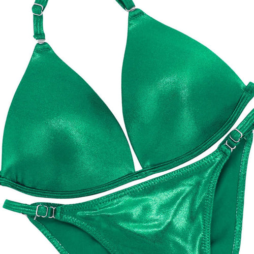 Hologram Kelly Fit Model Competition Suit in green for NPC bikini competition suit and fit model competition bikinis