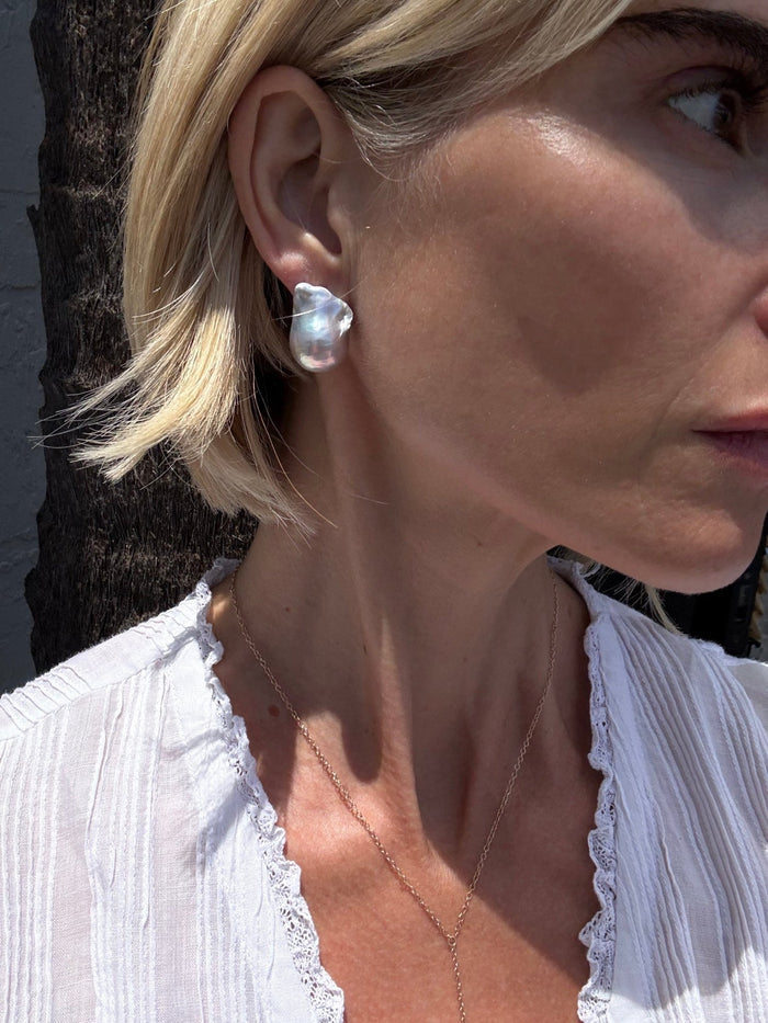 Light Grey Baroque Stud Earrings - In2 design - Living with Ivey