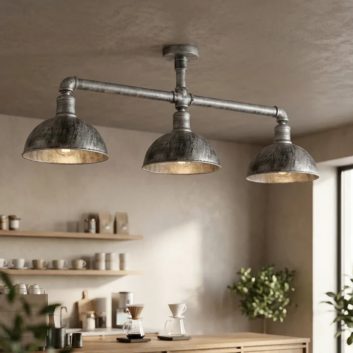 Industrial Pipe 3 Way Ceiling Light| Adjustable E27 Steampunk~3595