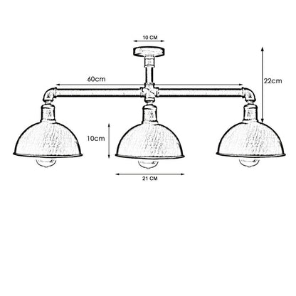 Industrial Pipe 3 Way Ceiling Light| Adjustable E27 Steampunk~3595