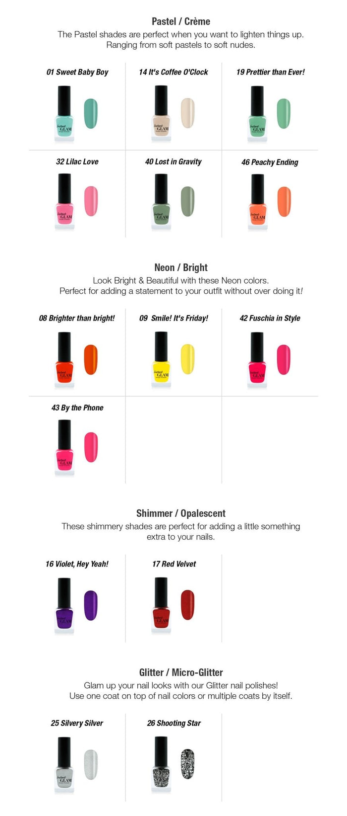 Instant Glam Assorted Nail Polish Display Set A - ikatehouse