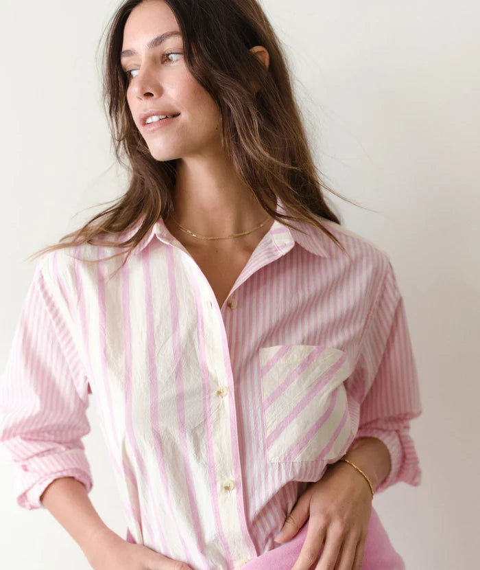 Jane Relaxed Shirt Cali Poplin Pink Stripe