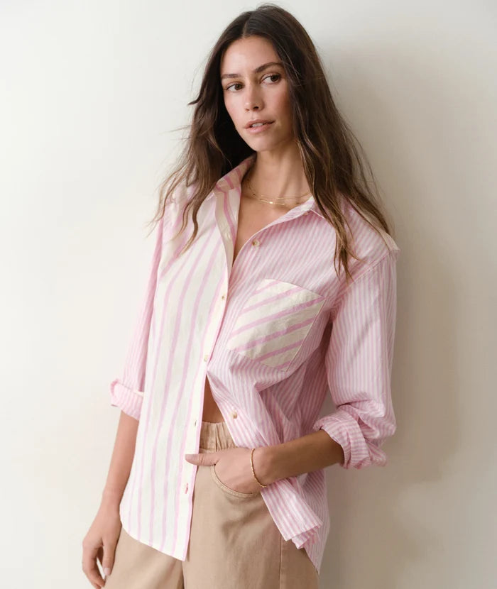 Jane Relaxed Shirt Cali Poplin Pink Stripe