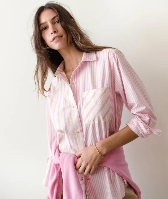 Jane Relaxed Shirt Cali Poplin Pink Stripe