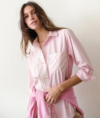 Jane Relaxed Shirt Cali Poplin Pink Stripe