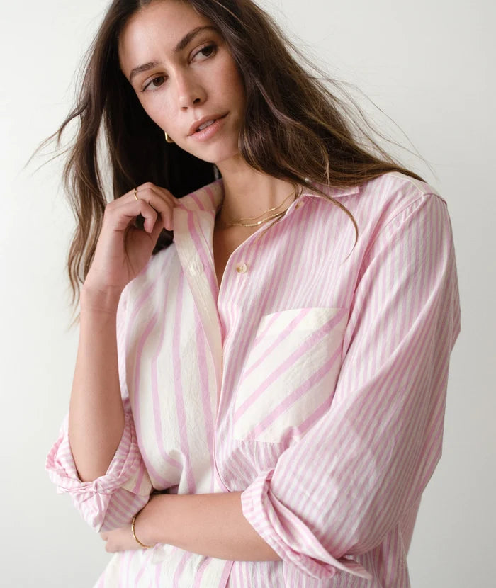 Jane Relaxed Shirt Cali Poplin Pink Stripe