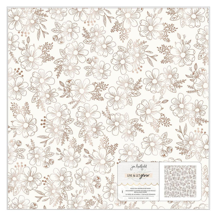 Jen Hadfield - Live & Let Grow - Specialty Paper 12"X12" - Watercolor Paper W/Gold Foil. Available at Embellish Away located in Bowmanville Ontario Canada.