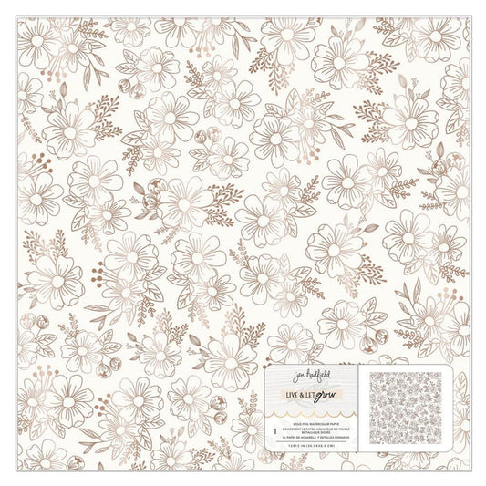 Jen Hadfield - Live & Let Grow - Specialty Paper 12"X12" - Watercolor Paper W/Gold Foil. Available at Embellish Away located in Bowmanville Ontario Canada.