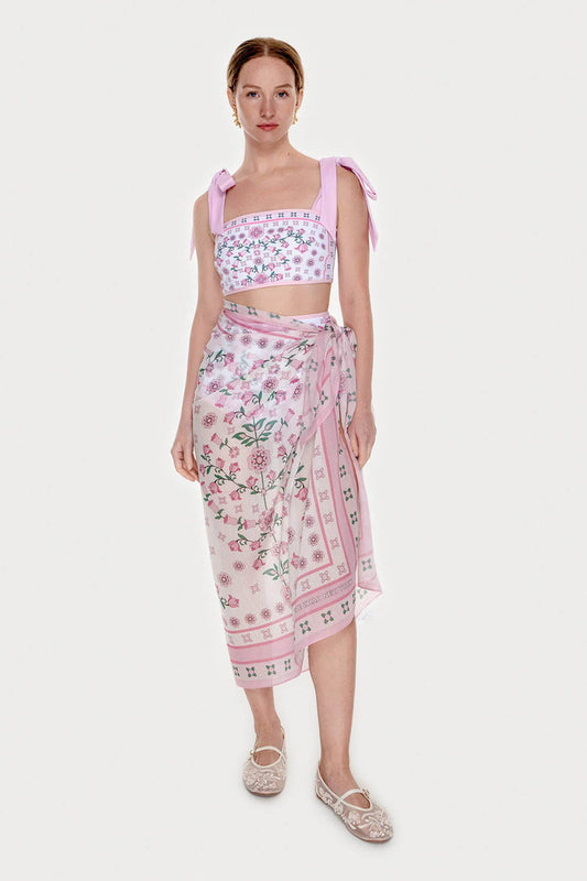 Jessie Zhao New York Beach Sarong Wrap in Pink Blossom