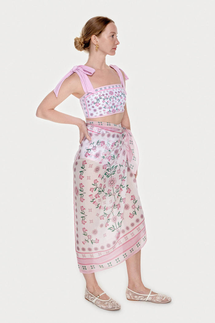 Jessie Zhao New York Beach Sarong Wrap in Pink Blossom