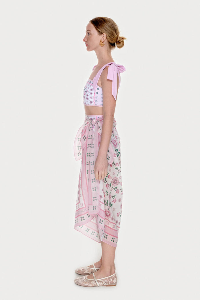 Jessie Zhao New York Beach Sarong Wrap in Pink Blossom